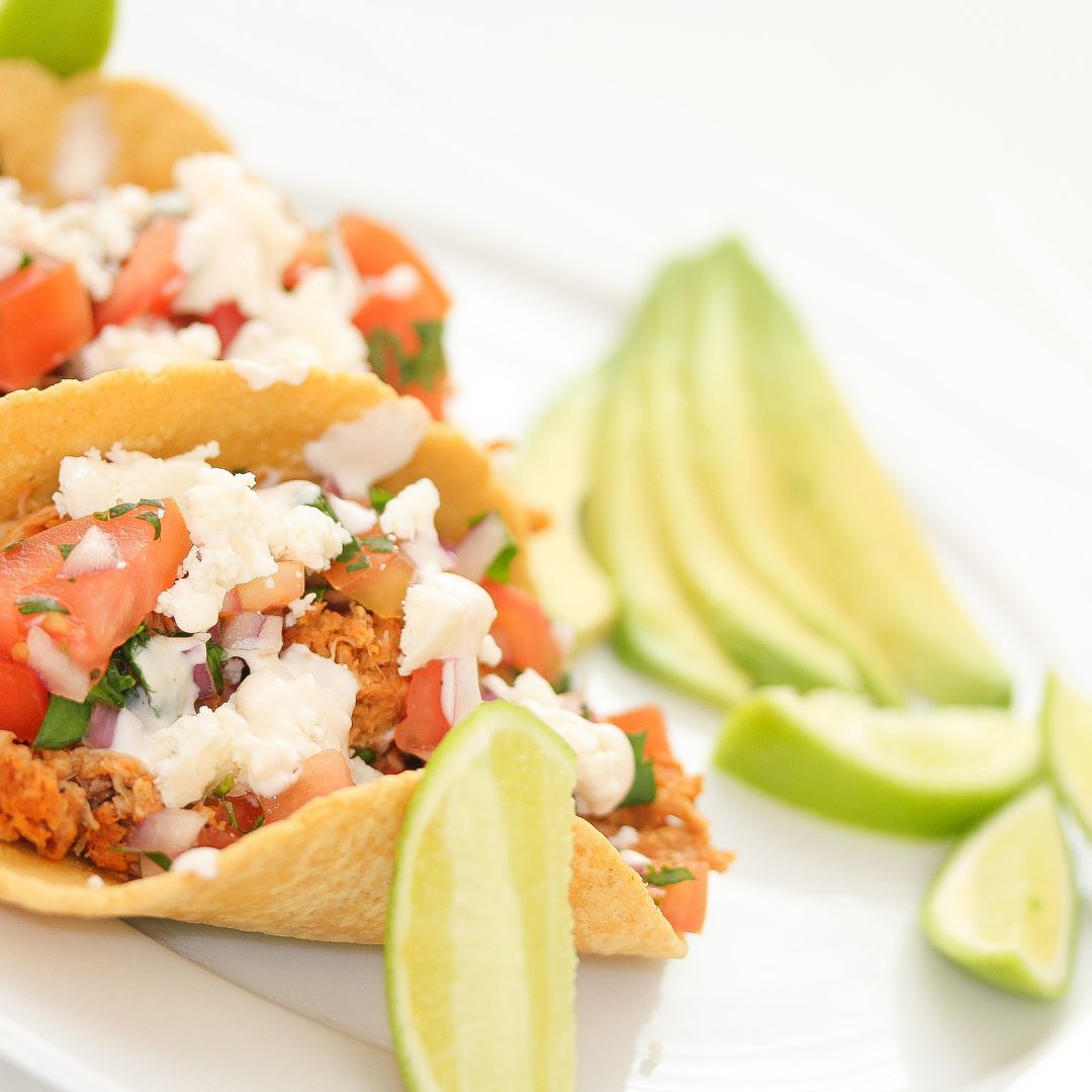 fresh tacos with panela cheese crumbles