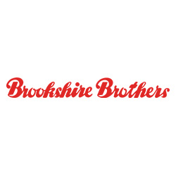 A red and white logo of brookshire brothers.