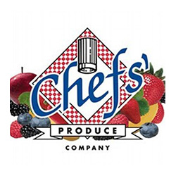 A chef 's produce company logo with various fruits.