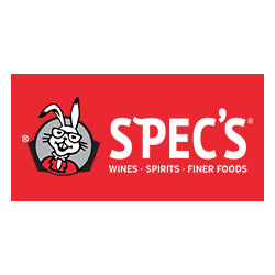A red and white logo for spec 's